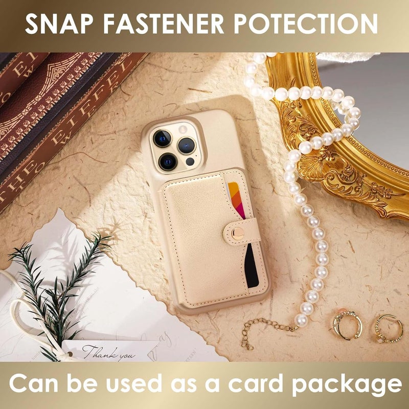 M-Plateau Cell Phone Purse with Slim 3M Adhesive Credit Card Holder for Cell Phone for iPhone 12& iPhone 13 Pro Max 6.1 Inches/one Plus 10T/Samsung Galaxy Most Smartphones (Gold) - Image 3