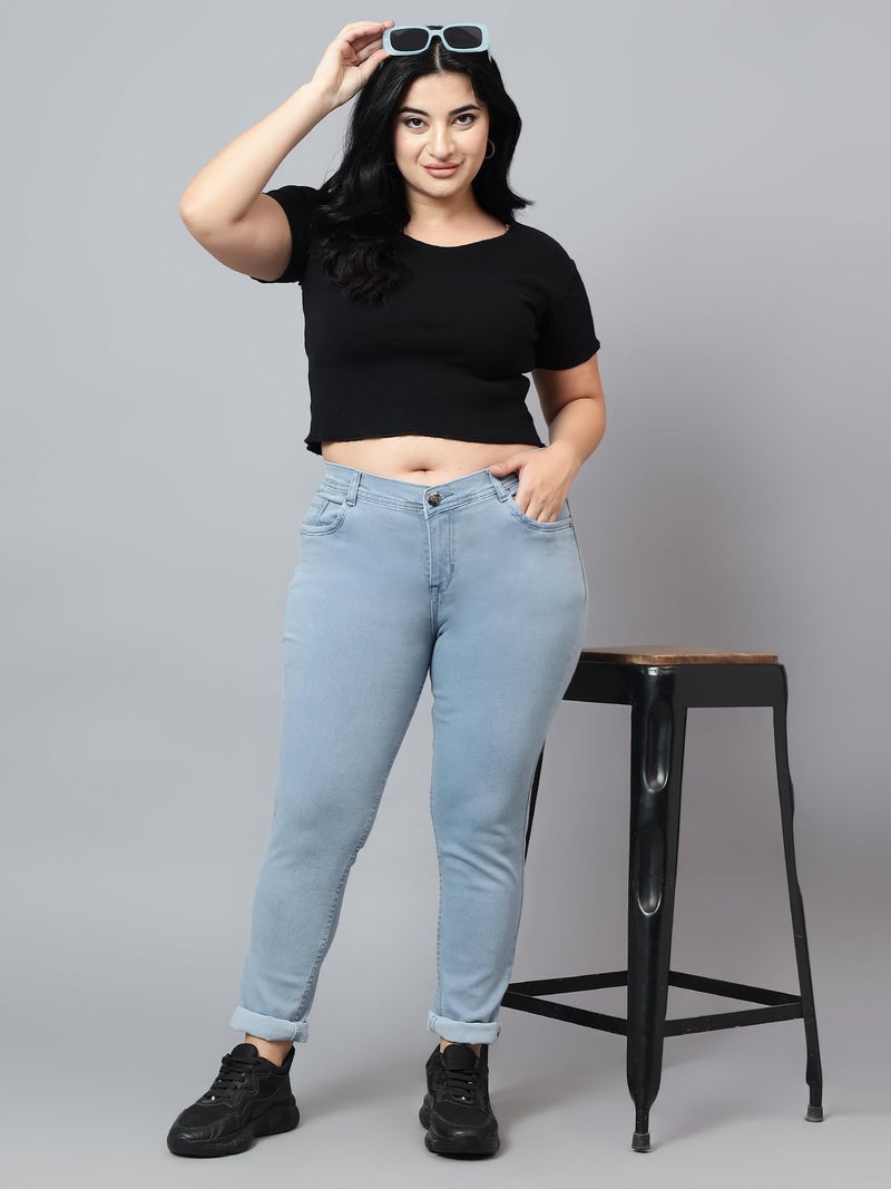Nifty Women's Denim Stretchable Mid Rise Plus Size Jeans (NFTYPLS_PLN_Gry_38_Grey_38) - Image 5
