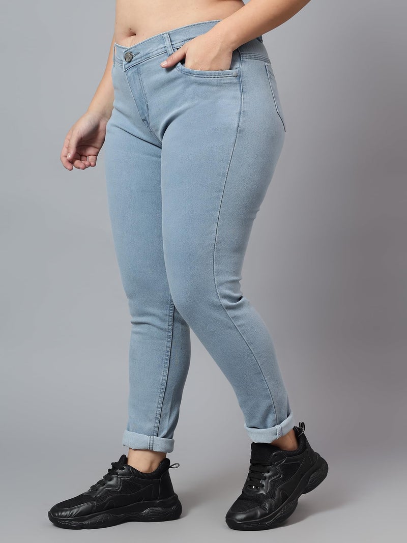 Nifty Women's Denim Stretchable Mid Rise Plus Size Jeans (NFTYPLS_PLN_Gry_38_Grey_38) - Image 2