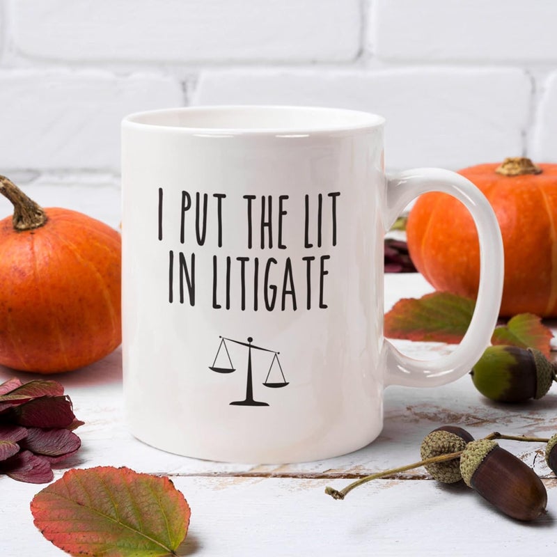 VIGAT Lawyer Gift Barrister Gift I Put The lit in litigate Funny White Ceramic Lawyer Mug_ACH