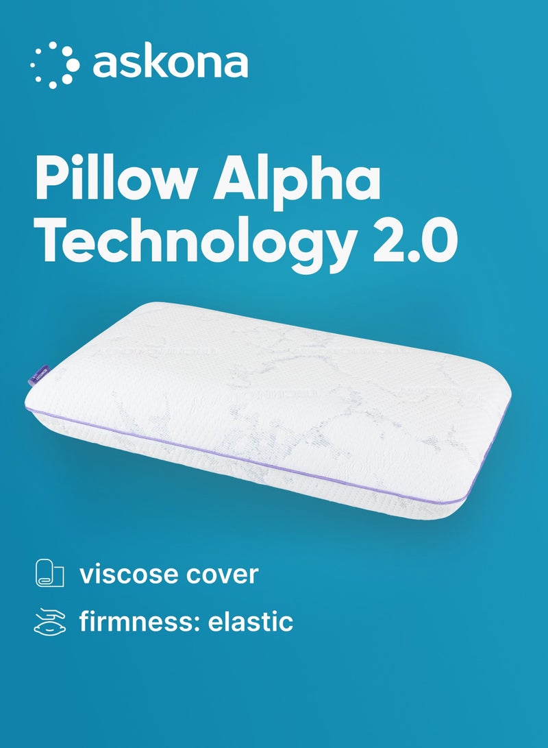Askona Askona Pillow Alpha Technology 2.0 M 38x60x11.5 with Head And Neck Support for sensitive skins - Image 1