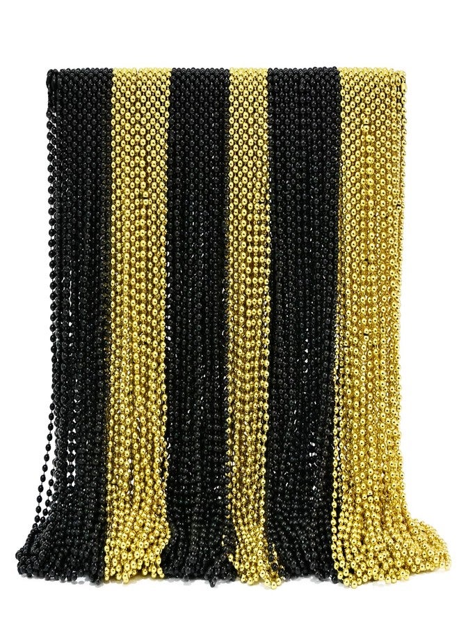 MAOFENG 150pcs Bead Necklace 33in Colorful Party Beads Bulk for Carnival Wedding Birthday Parade Throws Party Supplies Decor Favors,Black Golden - Image 1