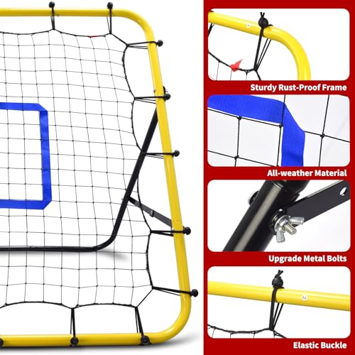 Eastgoing Baseball and Softball Rebounder Net,3.3×3.3FT Baseball Pitching Net with Pitching Target,Multi-Angle Bounce Back Net for Volleyball Rebounder, Soccer Rebounder - Image 4