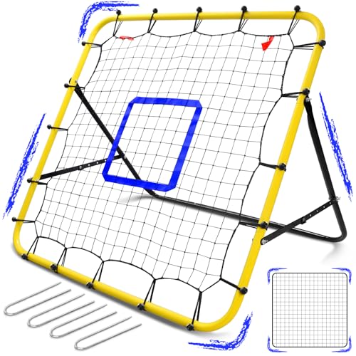 Eastgoing Baseball and Softball Rebounder Net,3.3×3.3FT Baseball Pitching Net with Pitching Target,Multi-Angle Bounce Back Net for Volleyball Rebounder, Soccer Rebounder - Image 1