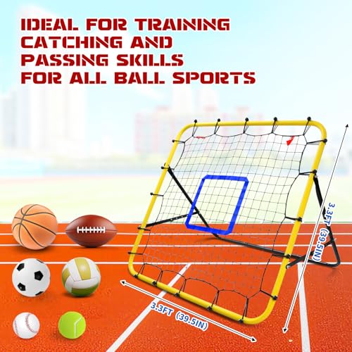 Eastgoing Baseball and Softball Rebounder Net,3.3×3.3FT Baseball Pitching Net with Pitching Target,Multi-Angle Bounce Back Net for Volleyball Rebounder, Soccer Rebounder - Image 2