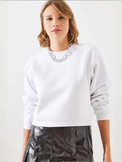 Bianco Lucci LUCCI Oversized Knitted Crew Neck Sweatshirt
