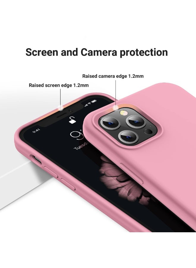 Compatible with iPhone 13 Pro Max Case 6.7 Inch Slim Liquid Silicone 4 Layers Soft Gel Rubber Shockproof Protective Phone Case with Anti Scratch Microfiber Lining (Rose Pink) - Image 5