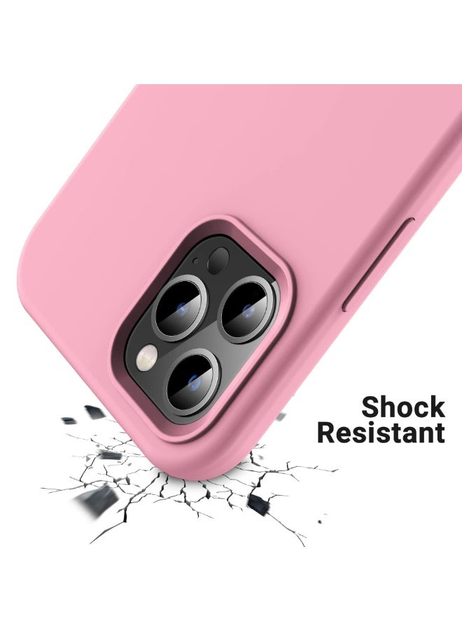 Compatible with iPhone 13 Pro Max Case 6.7 Inch Slim Liquid Silicone 4 Layers Soft Gel Rubber Shockproof Protective Phone Case with Anti Scratch Microfiber Lining (Rose Pink) - Image 3