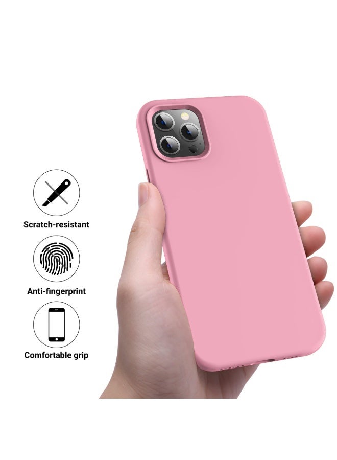 Compatible with iPhone 13 Pro Max Case 6.7 Inch Slim Liquid Silicone 4 Layers Soft Gel Rubber Shockproof Protective Phone Case with Anti Scratch Microfiber Lining (Rose Pink) - Image 2
