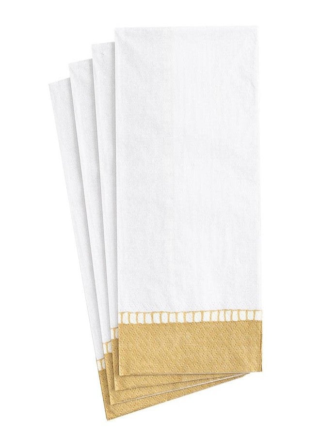 Caspari Linen Border Paper Guest Towel Napkins in Gold, Pack of 15 (7657G) - Image 1