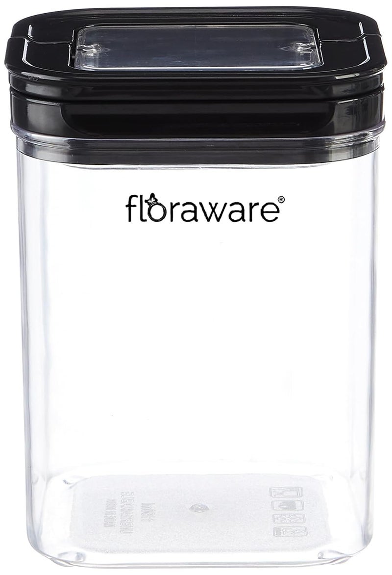 Floraware Food Safe Plastic Multiuse Square Lock Lock Airtight ContainerMultipurpose Jar Grocery Container 1150ml Set 2 BPA Free Black - Image 4