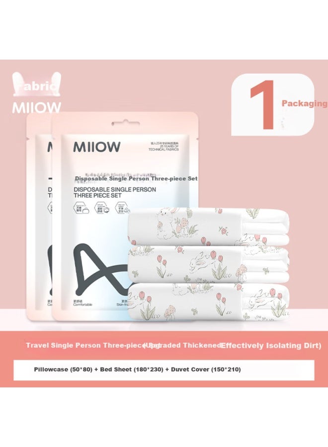 MIIOW Disposable Four-piece Pillowcase Duvet Cover Bed Sheet Hotel Bedding Thickened Dirt-resistant Wash-free Travel Business Trip - Image 3