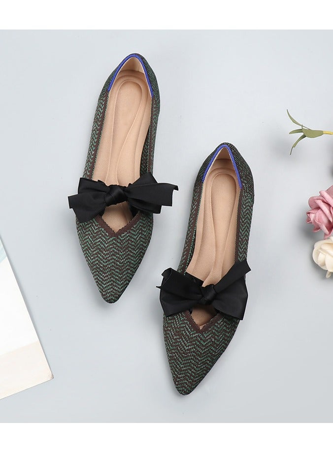 KUYING New Soft Sole Knitted Pointed Single Shoes - Image 1