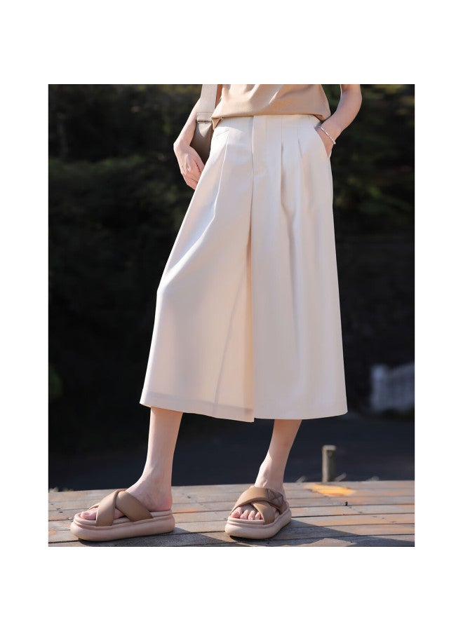 Dme Pleated Skirt Pants Summer Casual Invisible Button Flat Waist Head Pleated Decorative Skirt Pants Women - Image 3