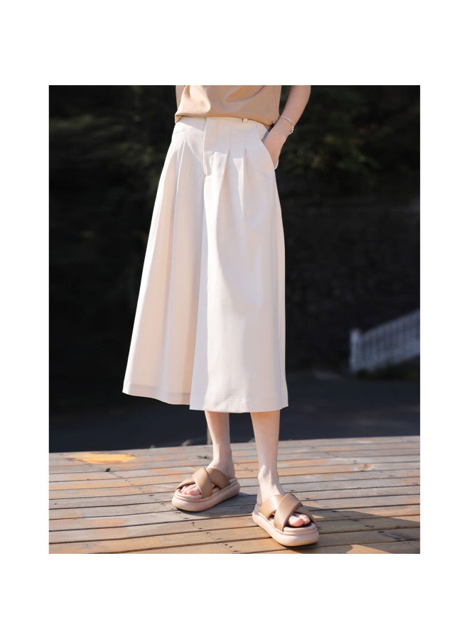 Dme Pleated Skirt Pants Summer Casual Invisible Button Flat Waist Head Pleated Decorative Skirt Pants Women - Image 2