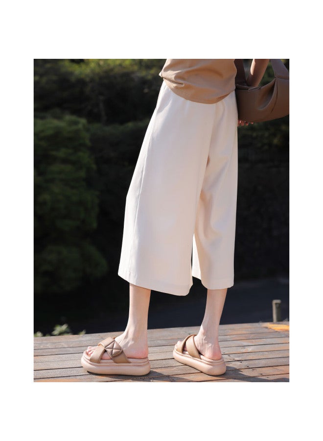 Dme Pleated Skirt Pants Summer Casual Invisible Button Flat Waist Head Pleated Decorative Skirt Pants Women - Image 5