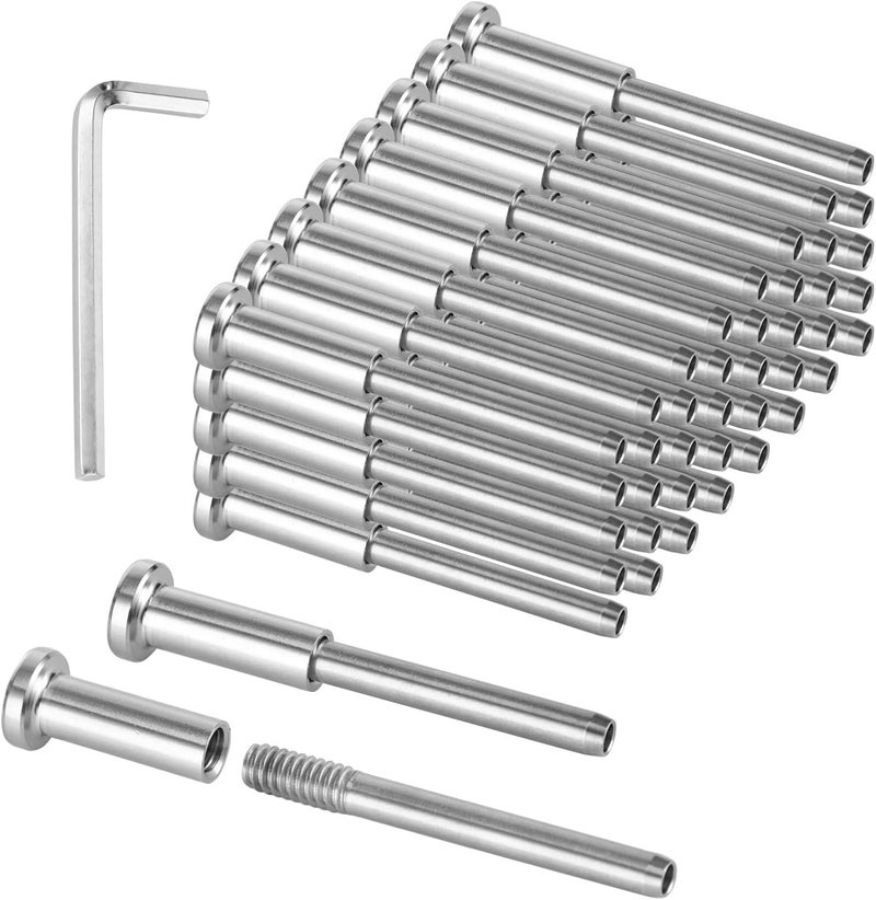 Cable Railing Kit, 50 Pcs Invisible, for 1/8 in Wire Rope, Stainless Steel Swage Stud End with Invisible Receiver, with L-Shaped Hex Wrench, for 2 X 2 in Posts - Image 5