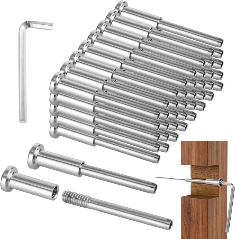 Cable Railing Kit, 50 Pcs Invisible, for 1/8 in Wire Rope, Stainless Steel Swage Stud End with Invisible Receiver, with L-Shaped Hex Wrench, for 2 X 2 in Posts - Image 1