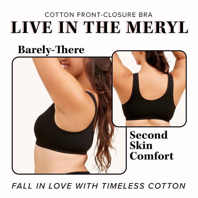 Leading Lady Women's Plus Size Sleep Leisure Cotton Bra, Black, 50A/B - Image 4