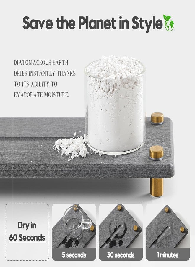 Razborci Water Absorbing Stone Sink Caddy Kitchen Sink Organizer Tray, Diatomite Bathroom Counter Tray, Gold Faucet Drying Mat Coaster Soap Dish Rack Riser Dispenser Sponge Holder, Dark Gray 10" x 4" - Image 4