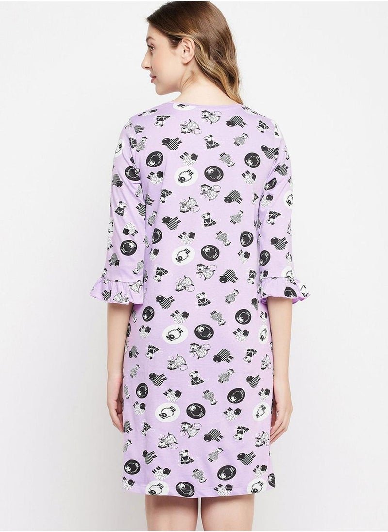 Clovia Printed Nightdress - Image 2