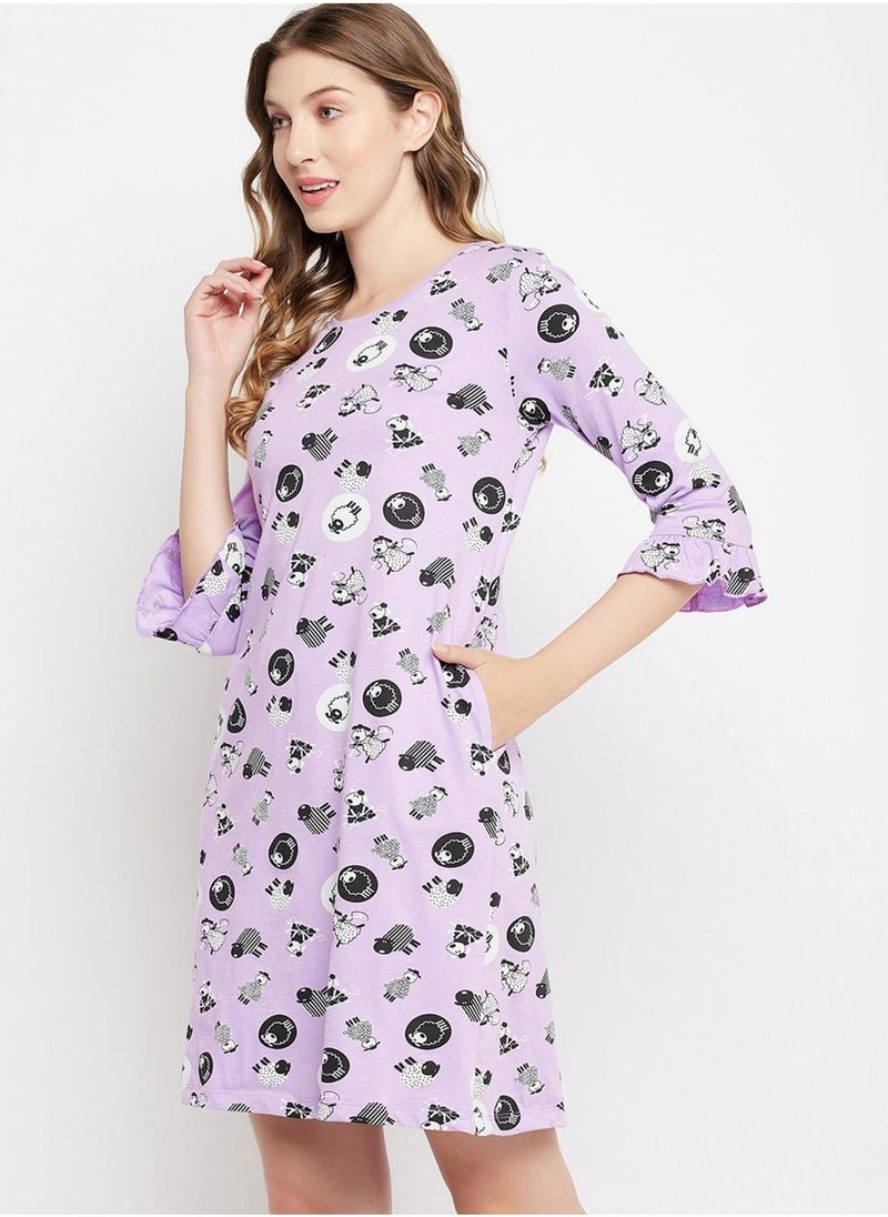 Clovia Printed Nightdress - Image 4