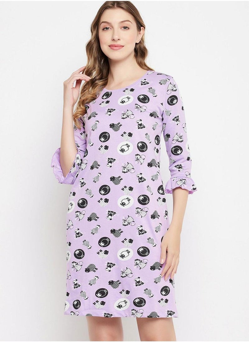 Clovia Printed Nightdress - Image 1