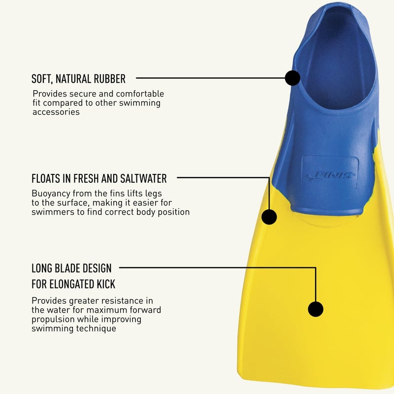 FINIS Long Floating Swim Fins - Training Fins for All Ages - Improves Kick Technique & Body Position - Red/Blue - M - Image 4