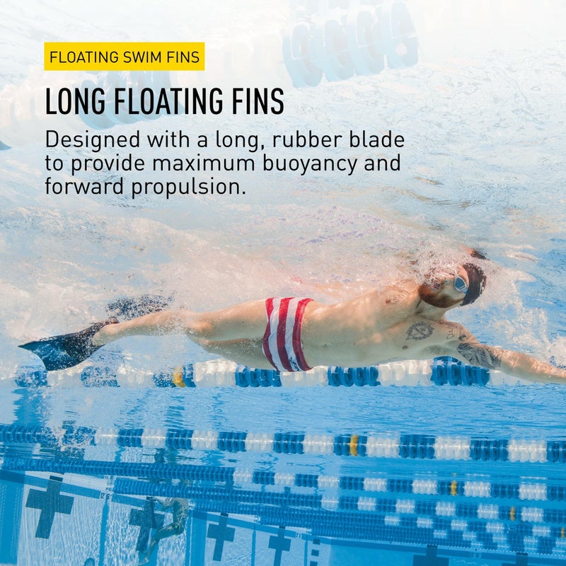 FINIS Long Floating Swim Fins - Training Fins for All Ages - Improves Kick Technique & Body Position - Red/Blue - M - Image 3