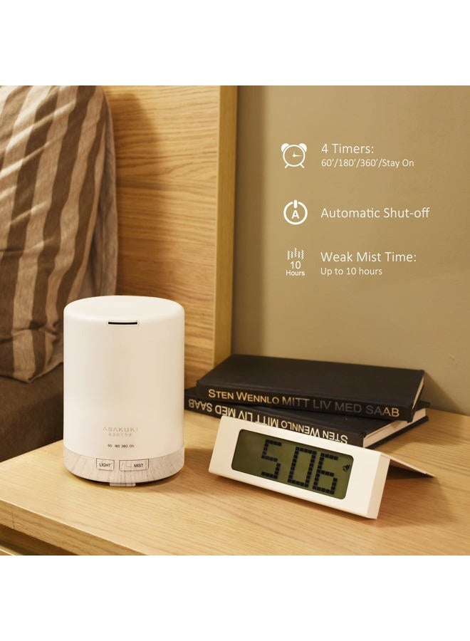 ASAKUKI 300ML Essential Oil Diffuser, Quiet 5-in-1 Premium Humidifier, Home Fragrance Aroma Diffuser with 7 LED Color Changing Light and Auto-Off Switch -White - Image 5