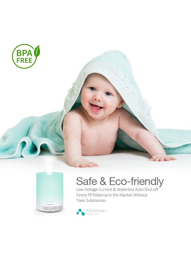 ASAKUKI 300ML Essential Oil Diffuser, Quiet 5-in-1 Premium Humidifier, Home Fragrance Aroma Diffuser with 7 LED Color Changing Light and Auto-Off Switch -White - Image 4