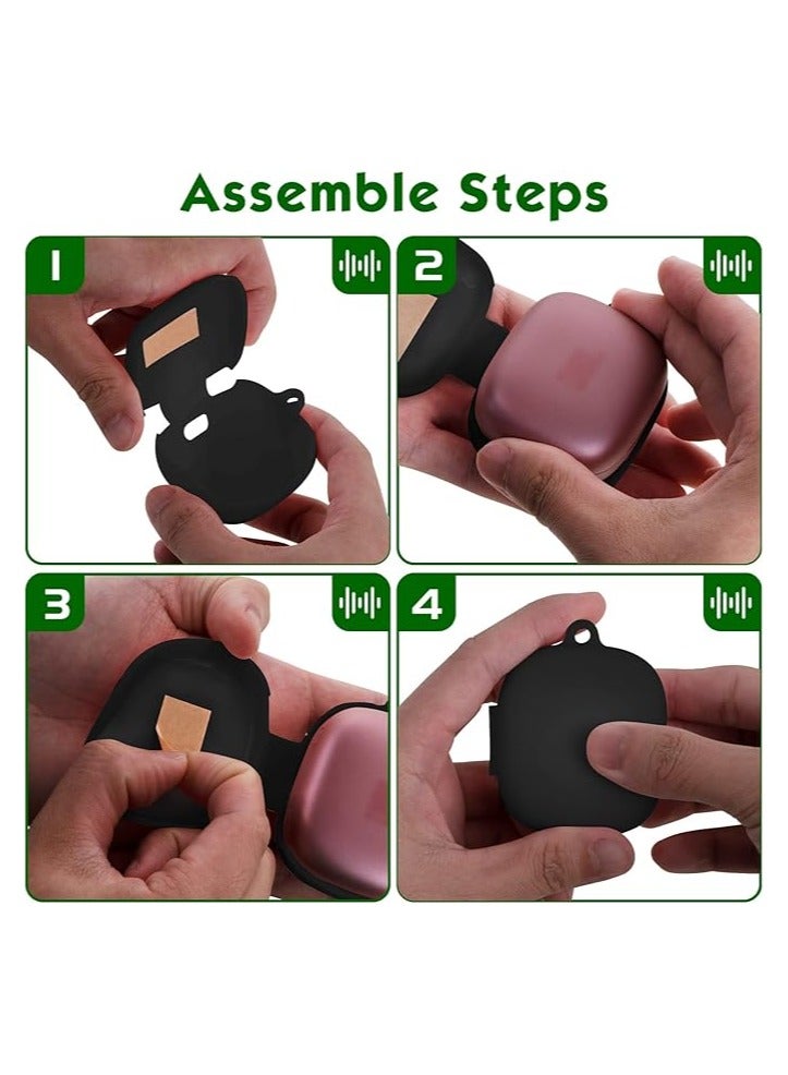 حافظة سيليكون متوافقة مع JBL Live Pro 2 - غطاء حماية لسماعات الرأس (مع خطاف) - أسود - Image 4