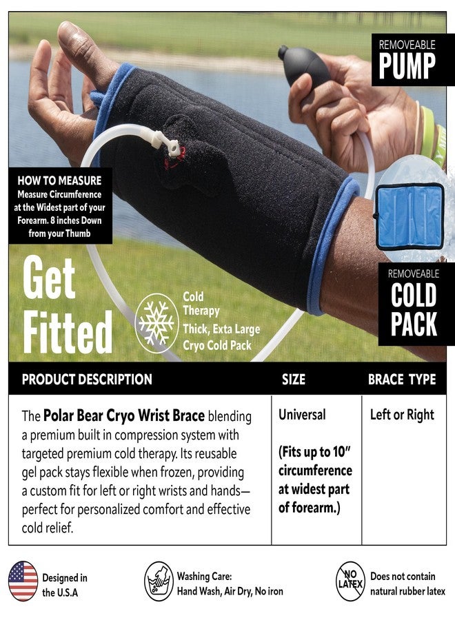Braceapedia Polar Bear Cryo Wrist Brace – Medical-Grade Cold & Compression Therapy for Men & Women, Wrist Brace for Carpal Tunnel, Post Surgery Recovery, Adjustable Universal Left, Black - Image 4