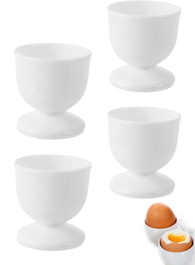 4 قطع من أكواب البيض، أكواب بيض بلاستيكية، حاملات بيض مسلوق خفيفة الوزن، مجموعة حامل أكواب البيض الأبيض، مجموعة أكواب بيض احترافية، حامل بيض واحد، أدوات مطبخ لحفلات الإفطار والعشاء (أبيض) - Image 1