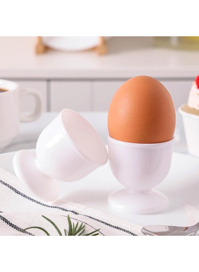 4 قطع من أكواب البيض، أكواب بيض بلاستيكية، حاملات بيض مسلوق خفيفة الوزن، مجموعة حامل أكواب البيض الأبيض، مجموعة أكواب بيض احترافية، حامل بيض واحد، أدوات مطبخ لحفلات الإفطار والعشاء (أبيض) - Image 2