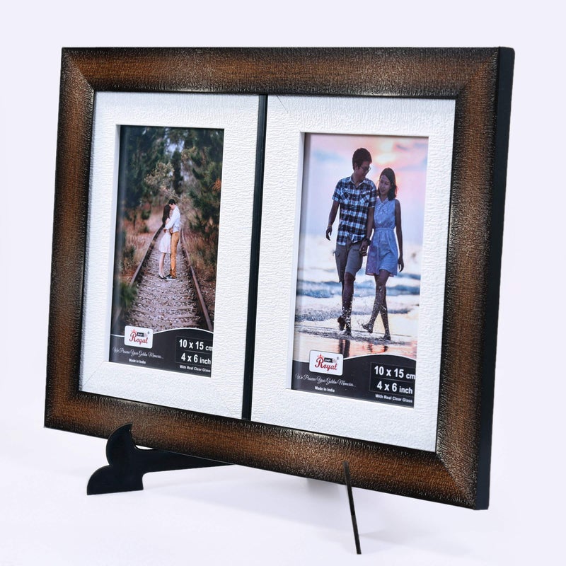 AJANTA ROYAL Couple Photo Frame : A-152CB (2-4"x6", Brown-White) - Image 5