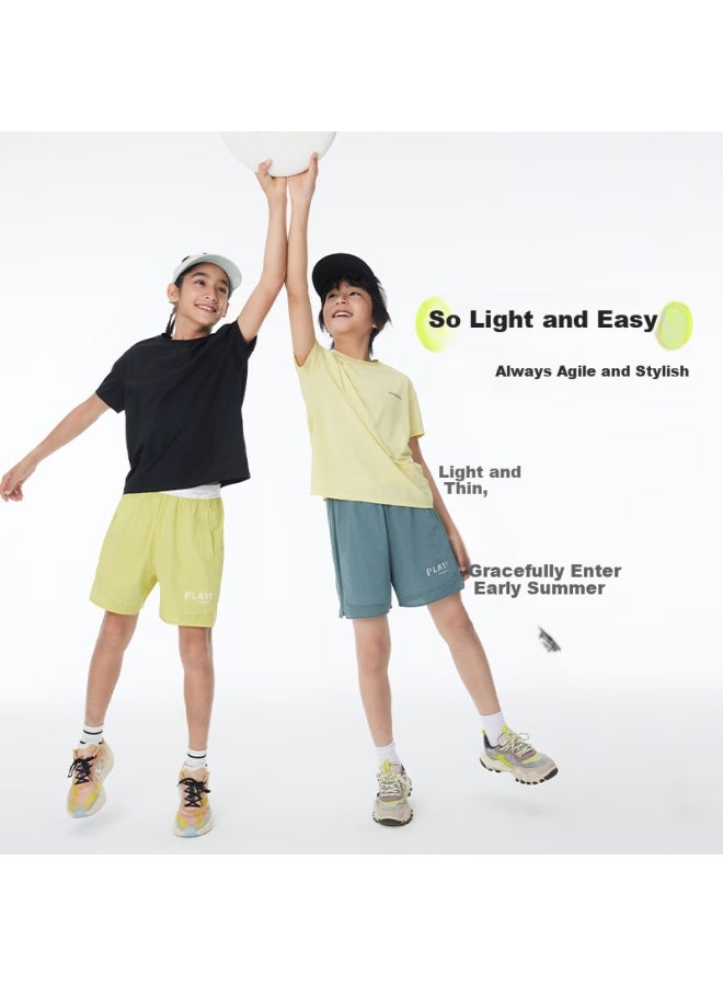 Onmygame Summer Mint Boys' Breathable Cool Shorts New Summer Style Marigold Yellow 110 - Image 1