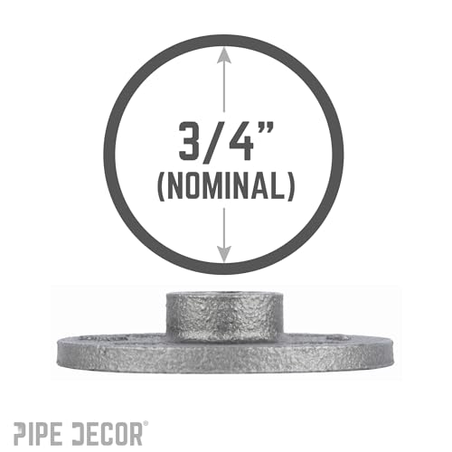 PIPE DECOR 3/4" Malleable Iron Floor Flange, Industrial Steel Grey Fits Standard Three Fourth Inch Threaded Black Pipes and Fittings, Build Vintage DIY Shelving, Six Plumbing Flanges - Image 4
