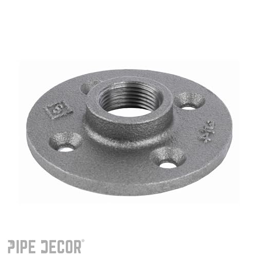 PIPE DECOR 3/4" Malleable Iron Floor Flange, Industrial Steel Grey Fits Standard Three Fourth Inch Threaded Black Pipes and Fittings, Build Vintage DIY Shelving, Six Plumbing Flanges - Image 5