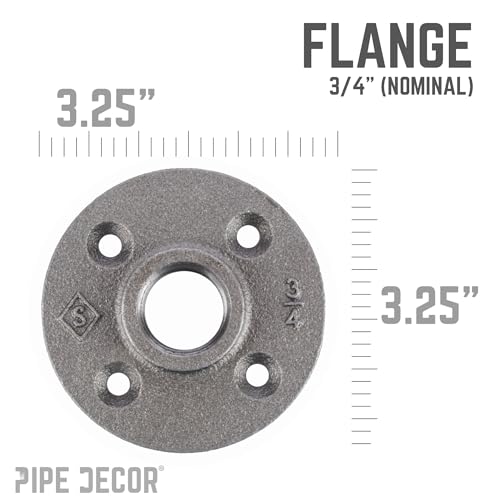 PIPE DECOR 3/4" Malleable Iron Floor Flange, Industrial Steel Grey Fits Standard Three Fourth Inch Threaded Black Pipes and Fittings, Build Vintage DIY Shelving, Six Plumbing Flanges - Image 3