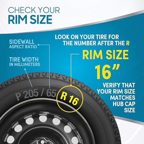 BDK (4 عبوات) غطاء عجلات أسود فاخر 16 بوصة - غطاء جنط OEM بديل مباشر للسيارات والشاحنات وSUV والفانات - 16 بوصة، مجموعة من 4 - Image 3