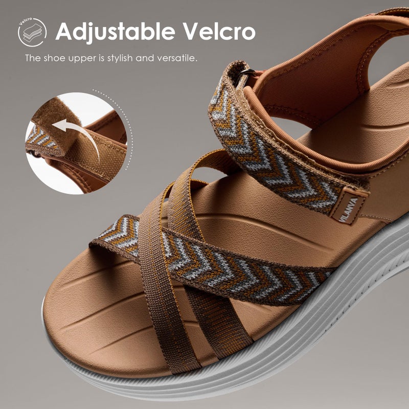 Vilanva Women's Comfortable Orthopedic Platform Walking Sandals with Arch Support Adjustable Buckle Cushioned Midsole for Plantar Fasciitis Relief Casual Sport Summer Outfits - Image 5