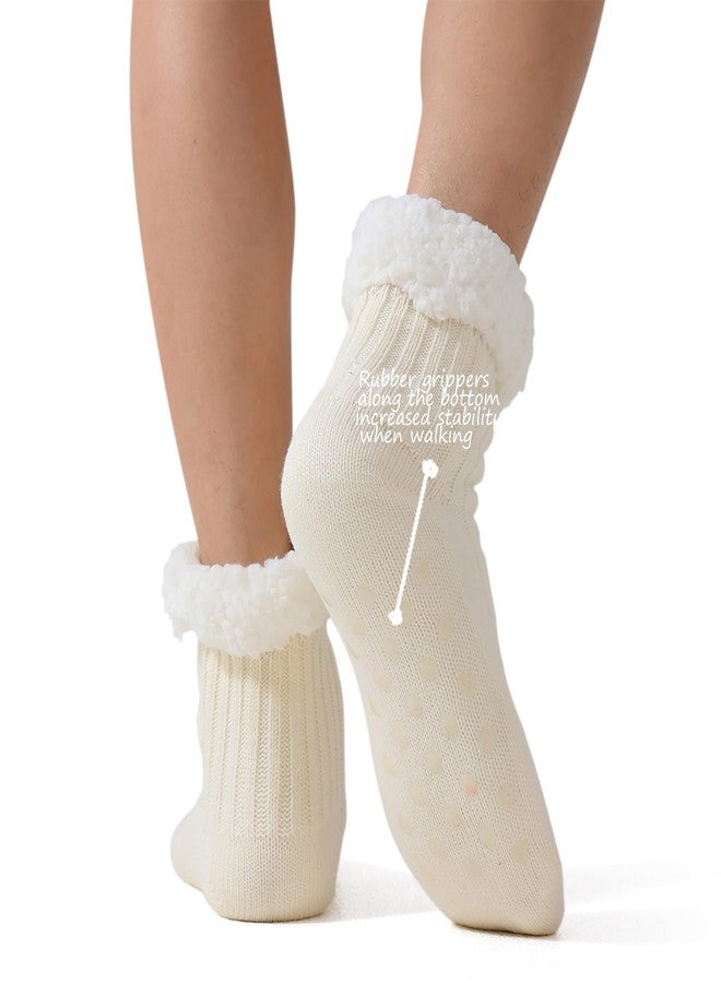 ForBaysy Slipper Socks For Women Winter Warm Fuzzy Socks Fluffy Christmas Socks Sherpa Lining Socks with Grippers - Image 2