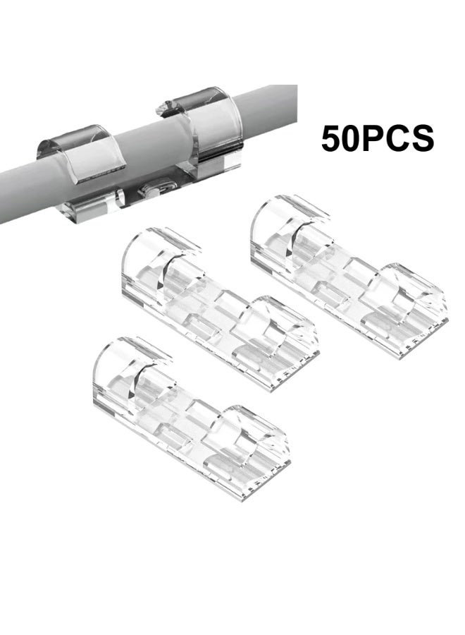 50PCS adhesive cable clamp clear, strong wire organizer, desk, car, PC, lights indoor/outdoor - Image 1