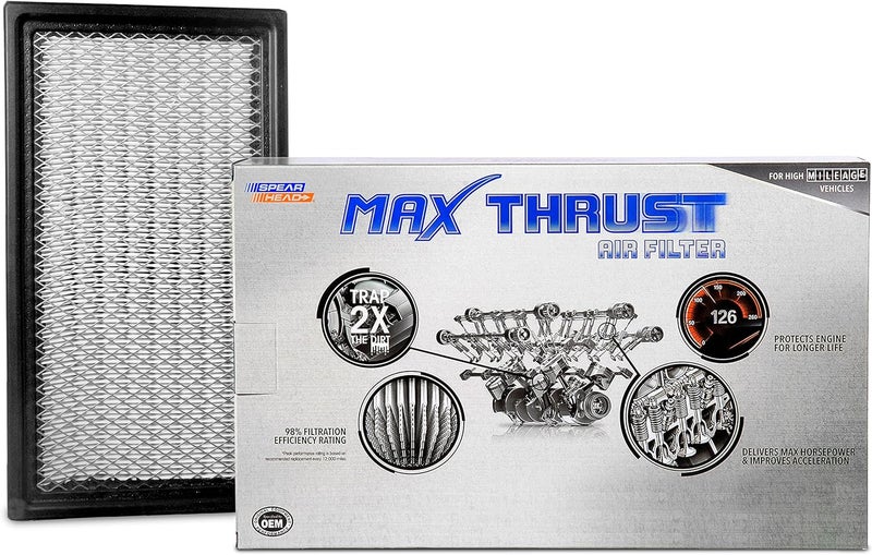 SPEARHEAD MPG Defense Max Thrust Engine Air Filter For All Mileage Vehicles, Fits Like OEM, Restores MPG & Acceleration (MT-242) - Image 1