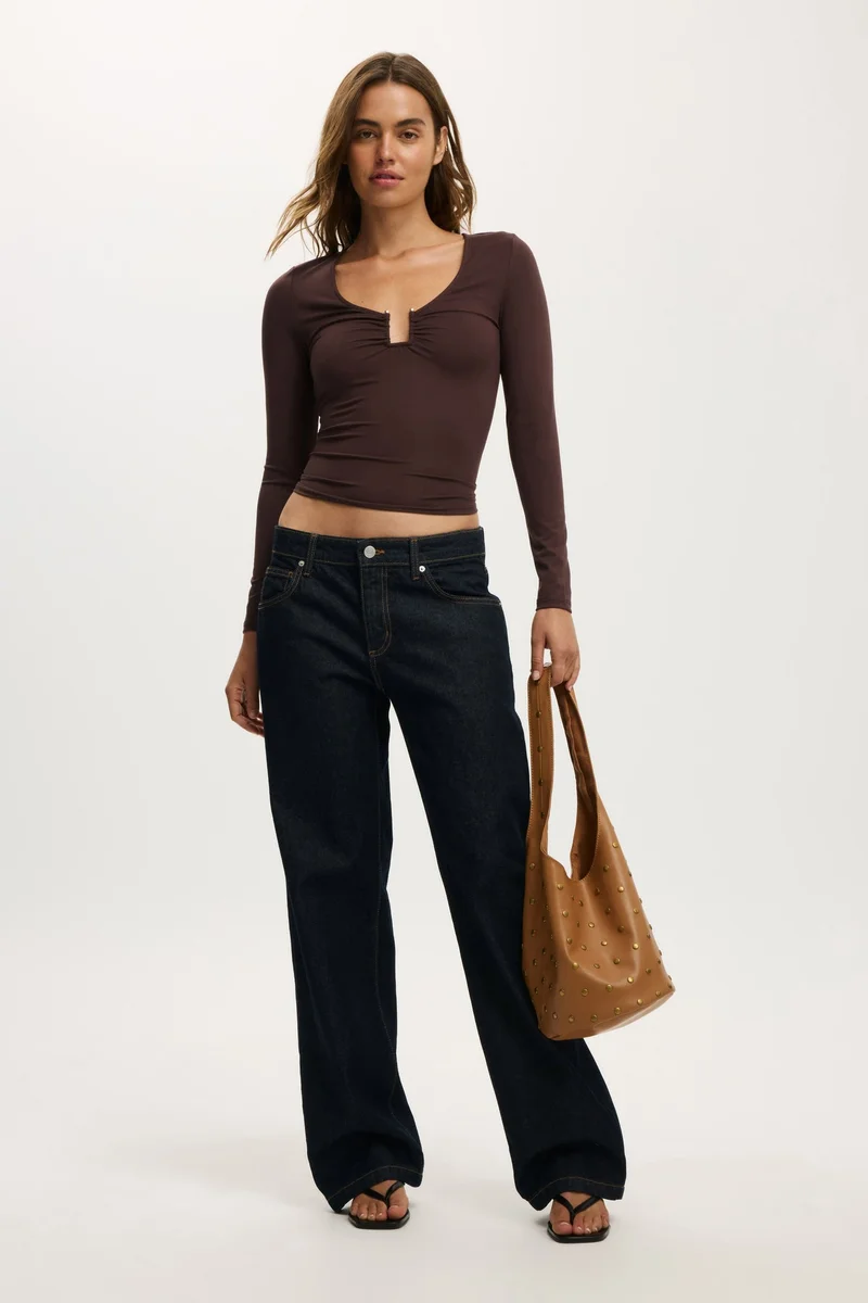 Cotton On  STEFFI TRIM LONG SLEEVE TOP for Women | Best Price UAE