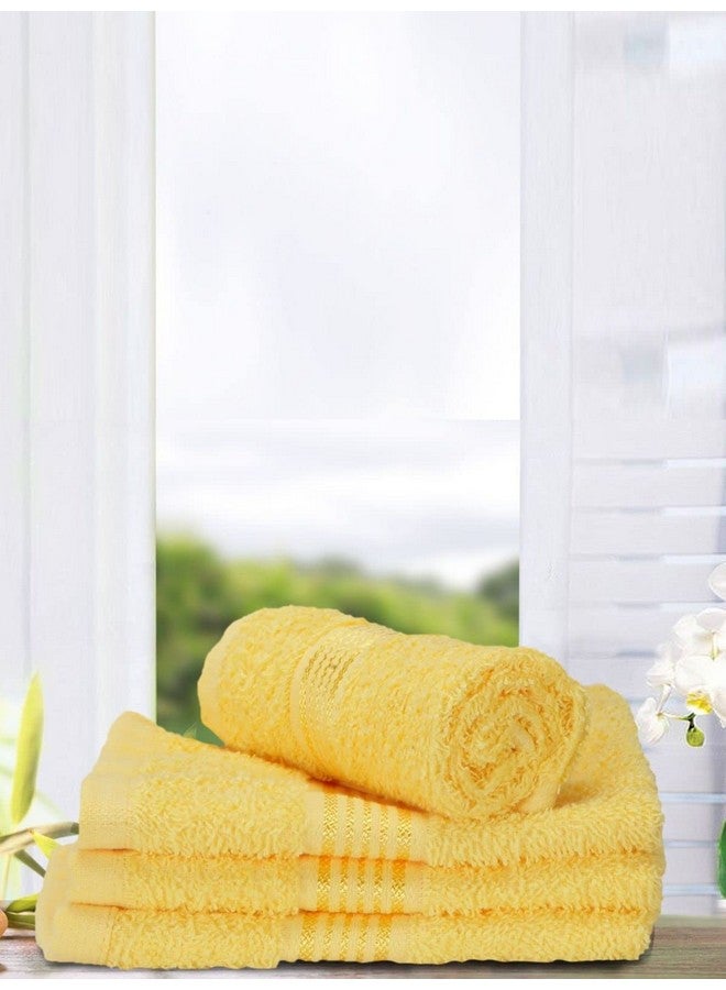 KOPA Quick Dry 100% Cotton Soft Terry Towel -4pc Face Towel (d'ross) | Quick Dry 100% Cotton | Super Absorbent, Lightweight, Odour Free - for Men, Women, Kids Solid-Yellow - Image 1