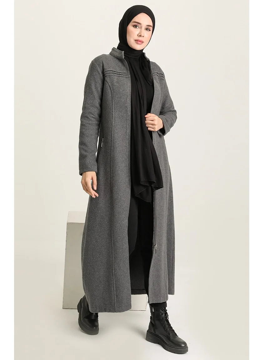 Sefa Merve Zippered Cashmere Coat 612940-02 Gray