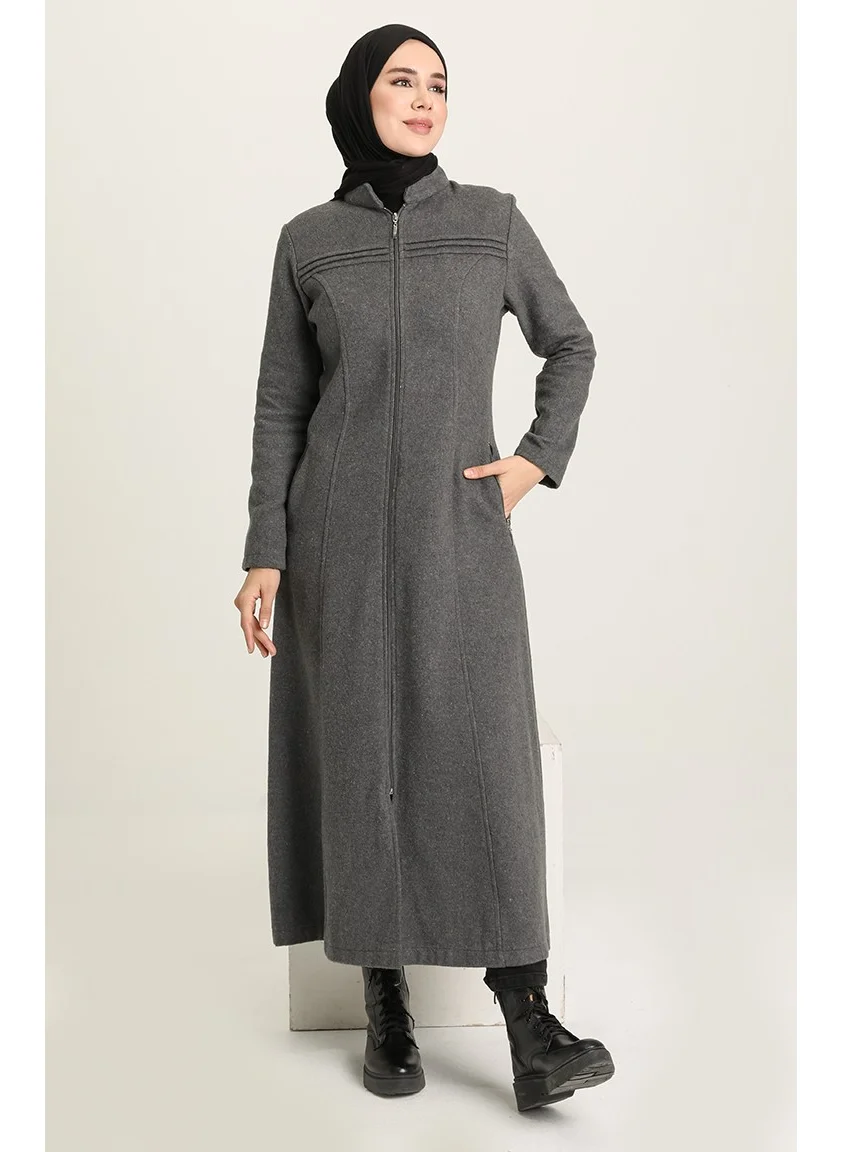 Sefa Merve Zippered Cashmere Coat 612940-02 Gray