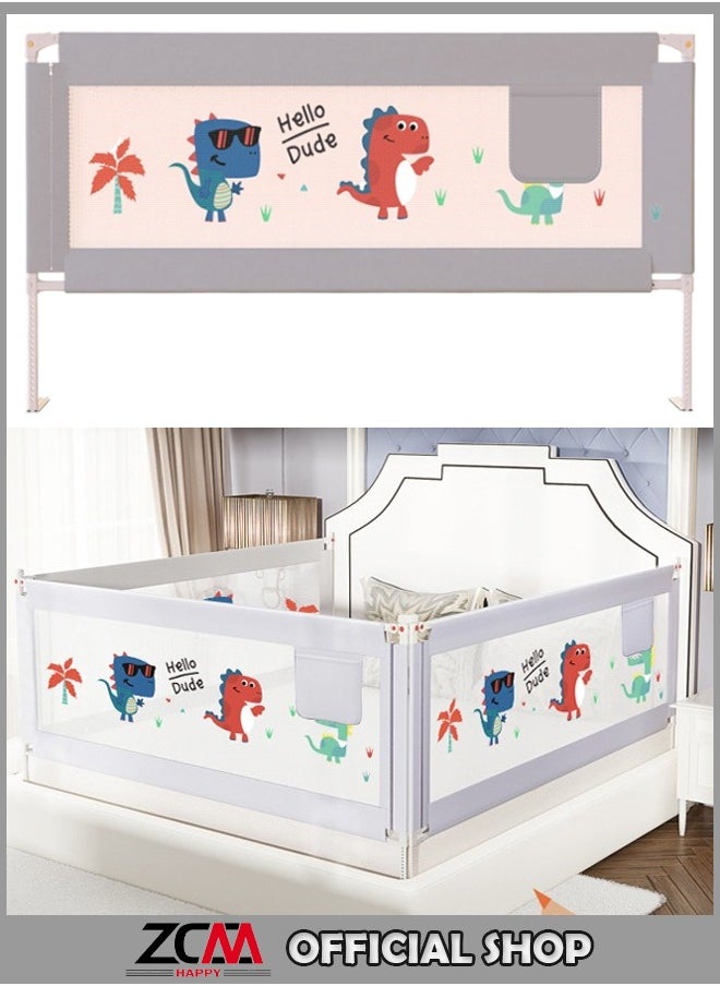 ZCM-HAPPY Crib guardrail Portable safety foldable adjustable height fall protection guardrail Toddler bed rail single side 180cm  - Image 1